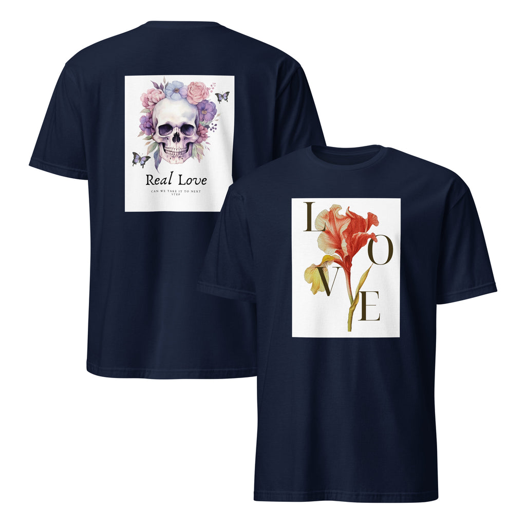 Real Love – Dual-Sided Floral Skull Tee (Unisex)
