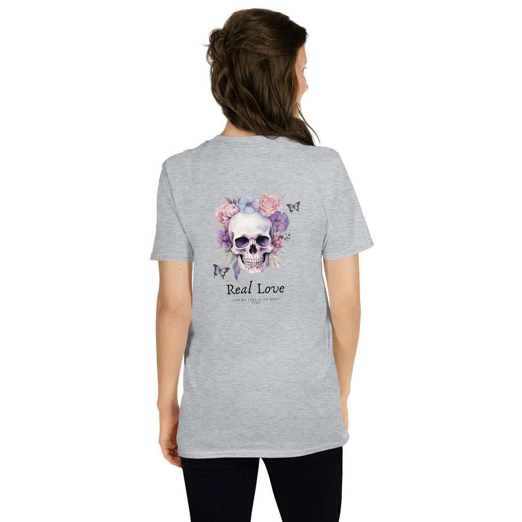 Real Love – Dual-Sided Floral Skull Tee (Unisex)