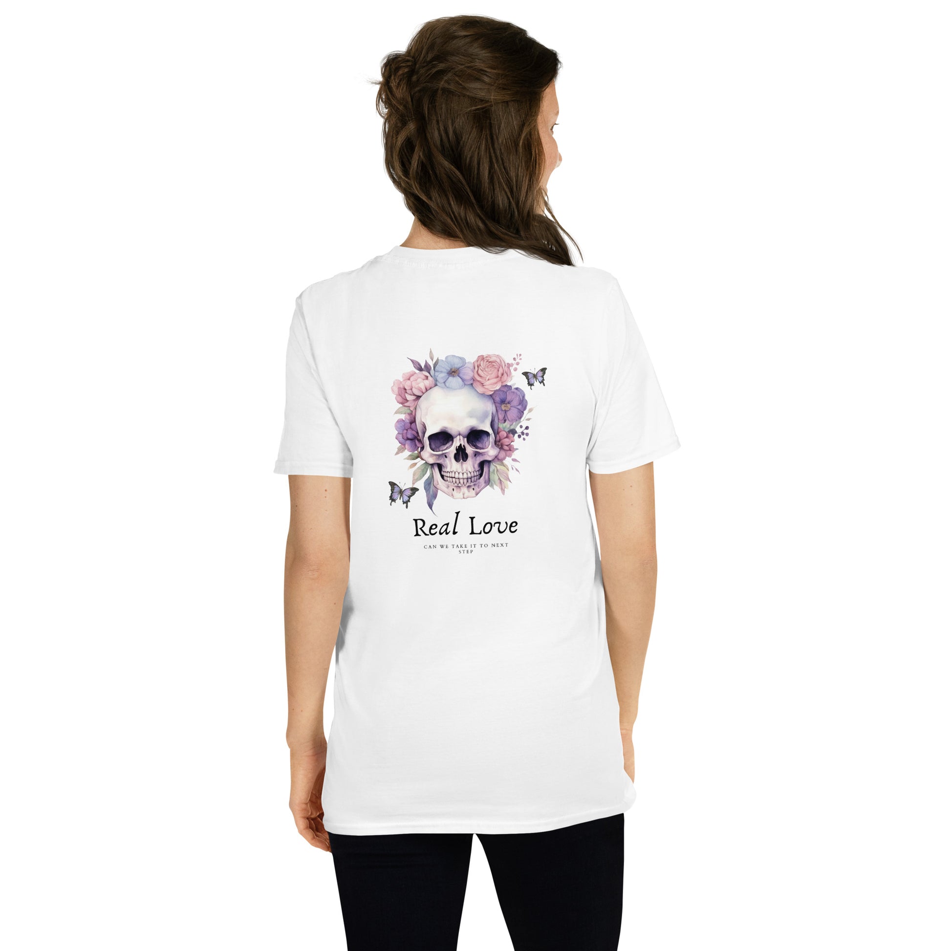 Real Love – Dual-Sided Floral Skull Tee (Unisex)